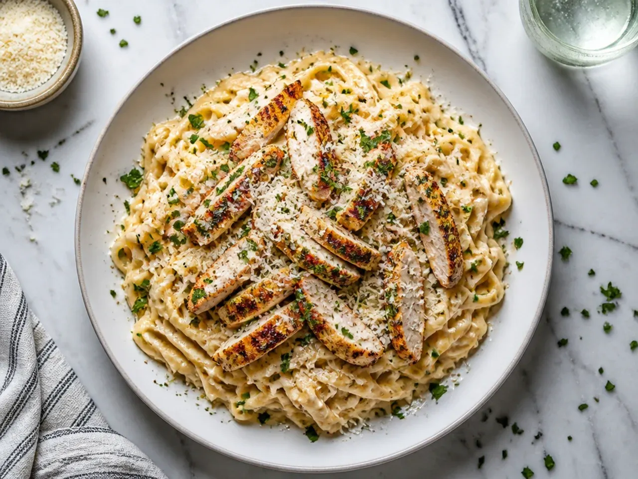 Quick cajun chicken alfredo made with a shortcut jarred sauce