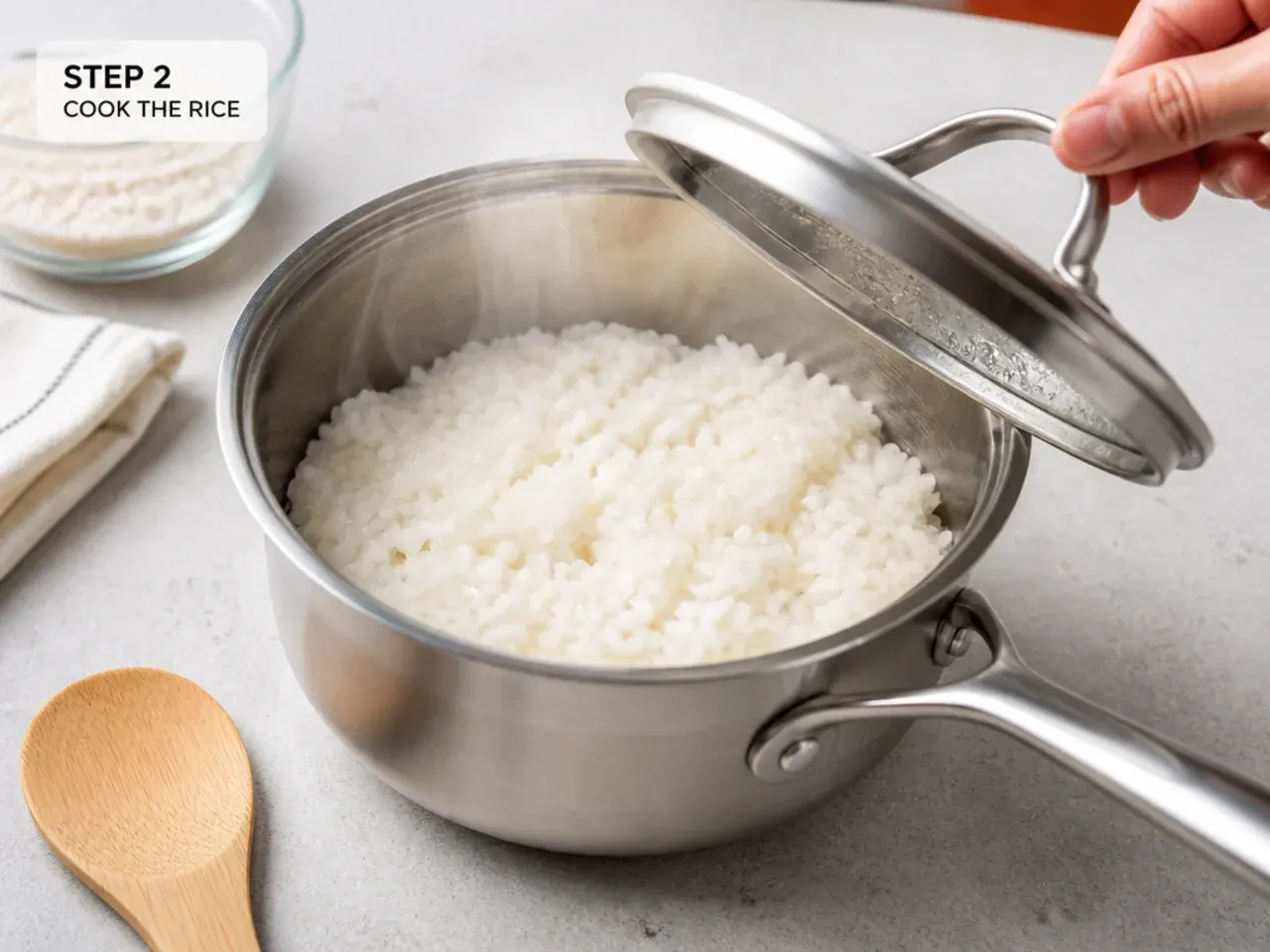california sushi bowl — step 2: cook the rice