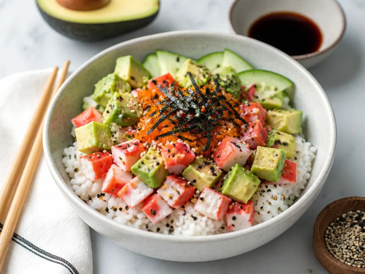 Pro tips for making the best California sushi bowl with perfect sticky sushi rice
