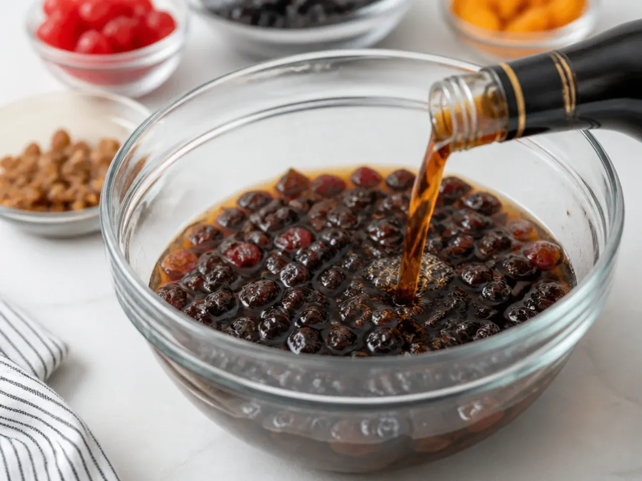 caribbean black cake — step 1: soak the fruit