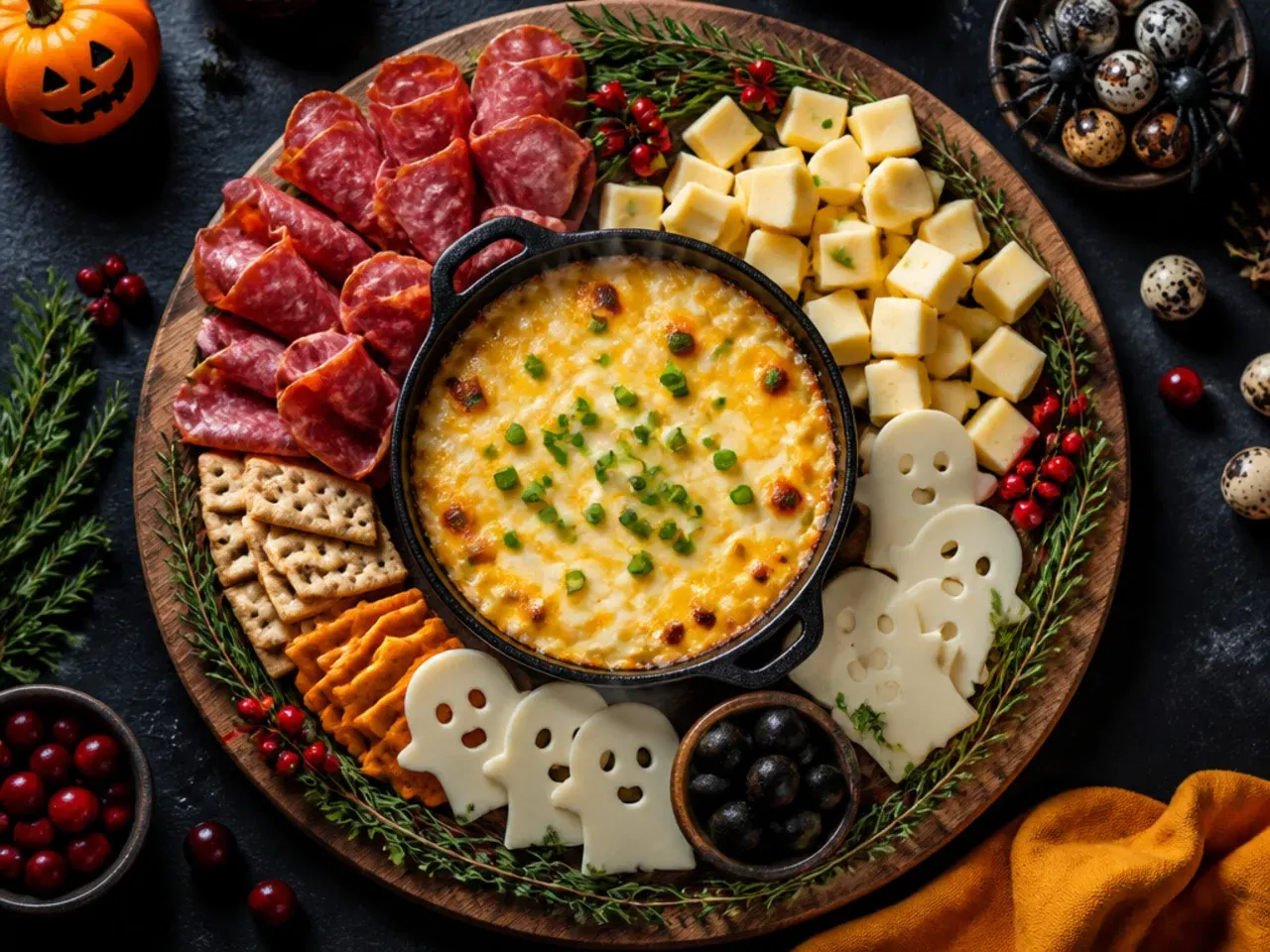 Simple budget charcuterie board with one cheddar block, one soft cheese, salami and black grapes