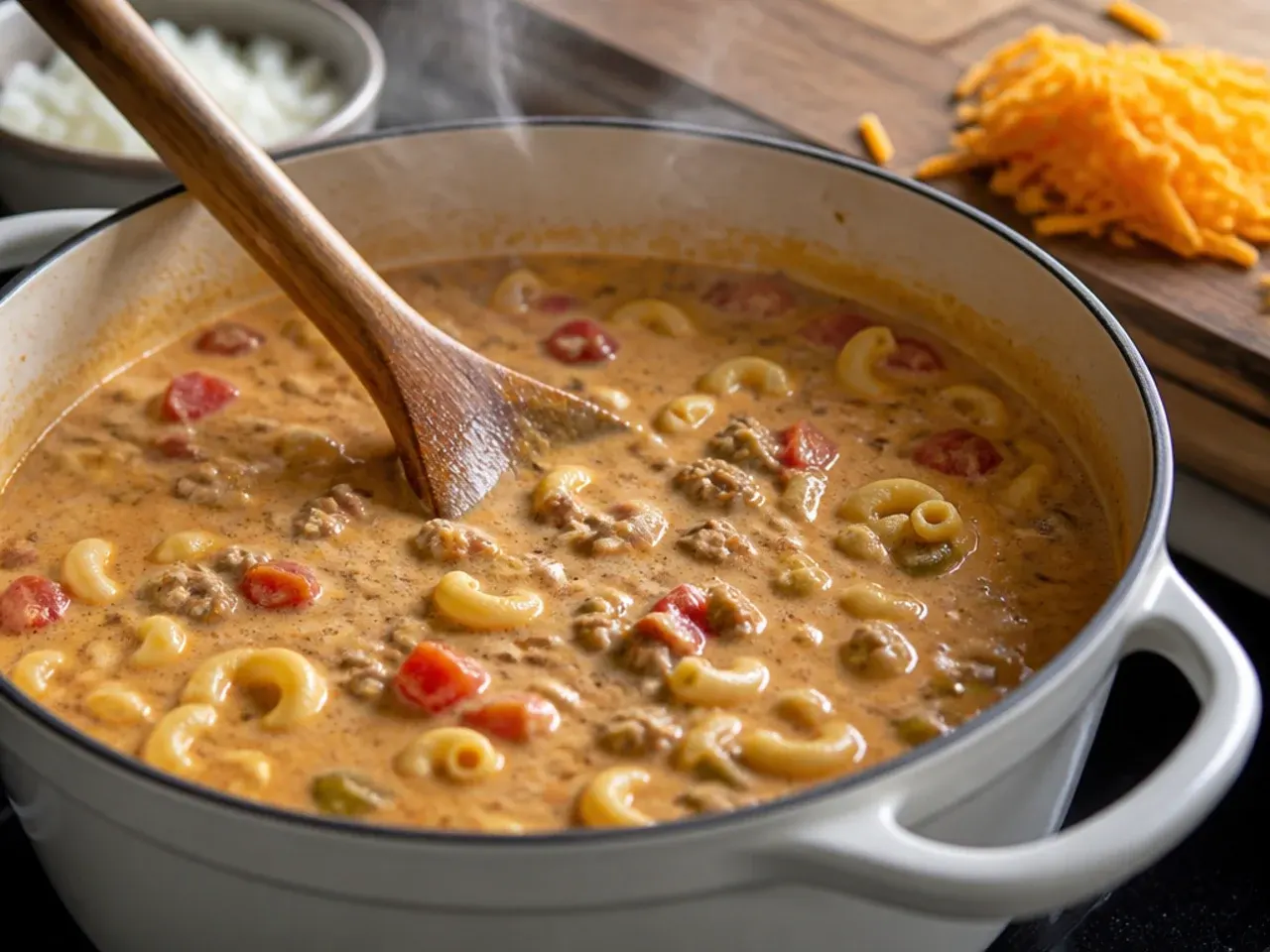 cheeseburger macaroni soup recipe step 4