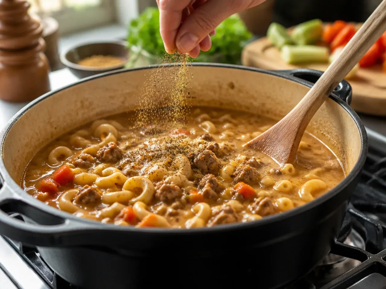 cheeseburger macaroni soup recipe step 7