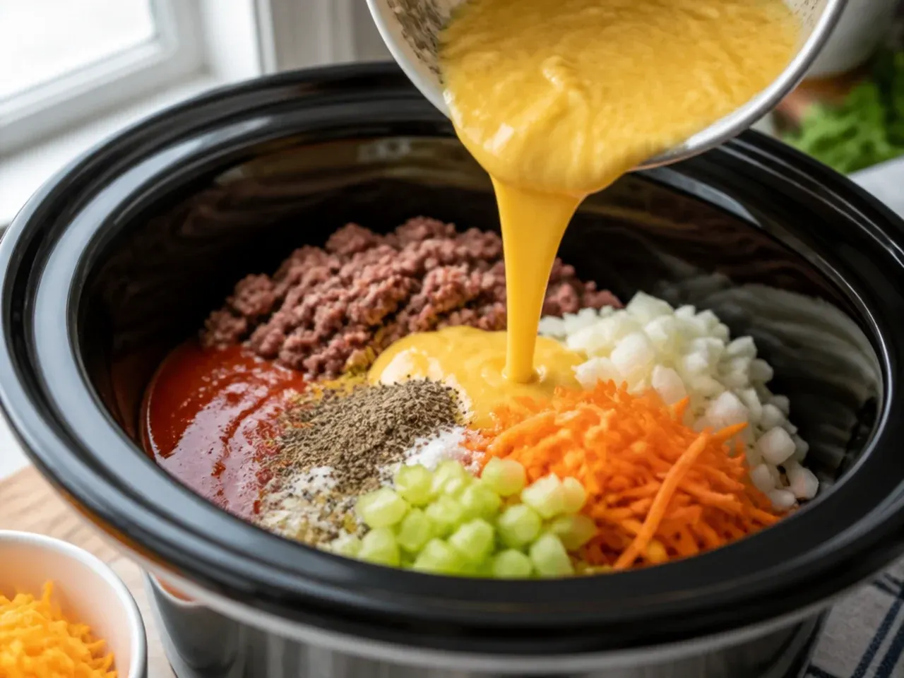 cheeseburger soup crockpot recipe step 3