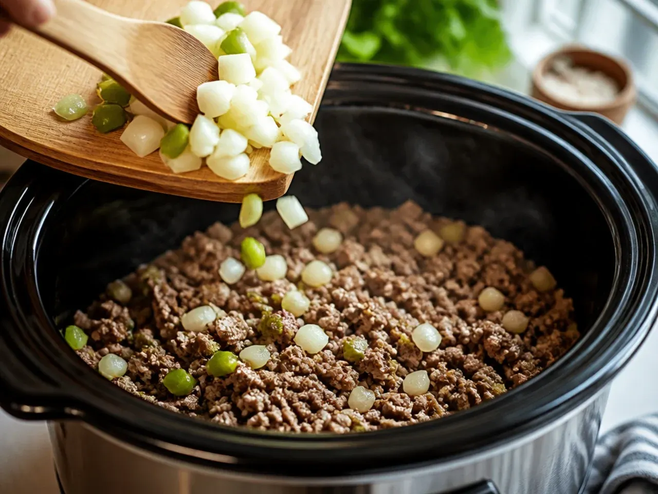 cheeseburger soup crockpot recipe step 4