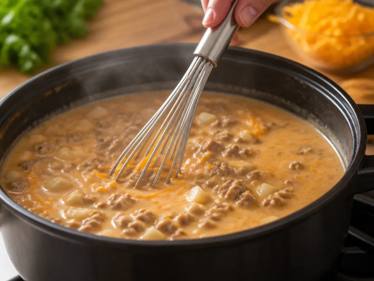 cheeseburger soup crockpot recipe step 5