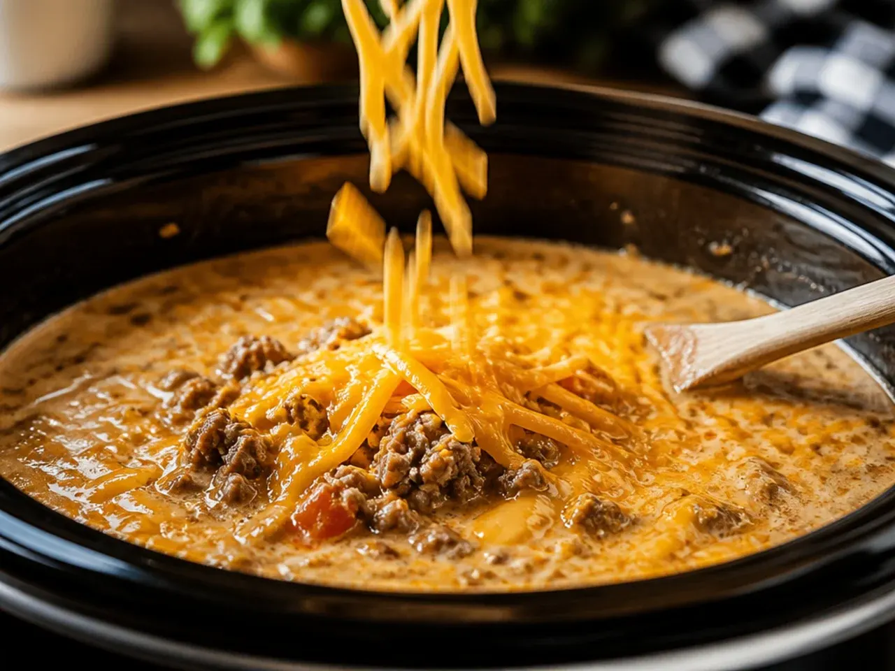 cheeseburger soup crockpot recipe step 6