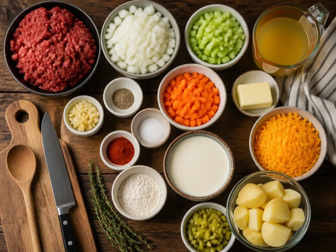 Close-up of hands whisking a flour and milk slurry for cheeseburger soup crockpot