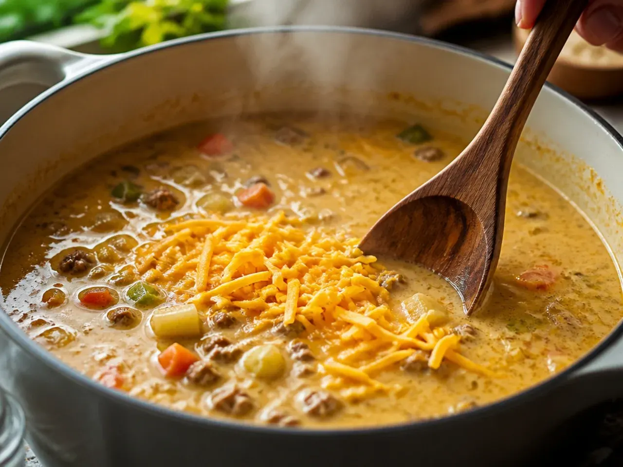 cheeseburger soup stovetop recipe step 5