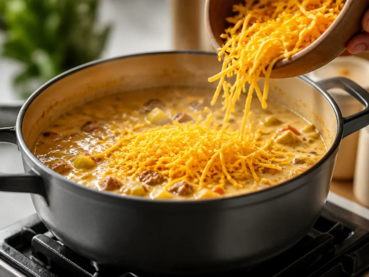 cheeseburger soup stovetop recipe step 6