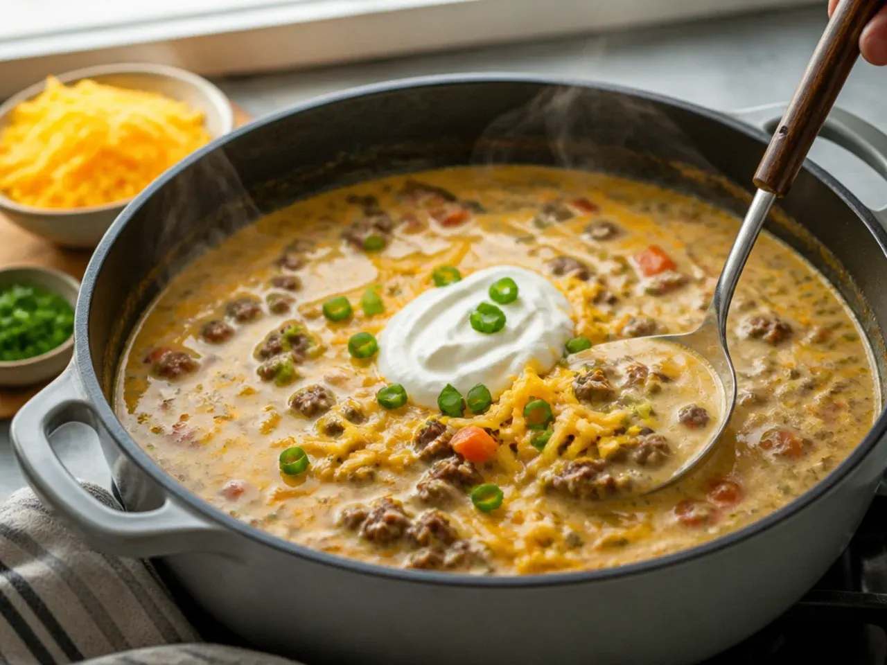 cheeseburger soup stovetop recipe step 7