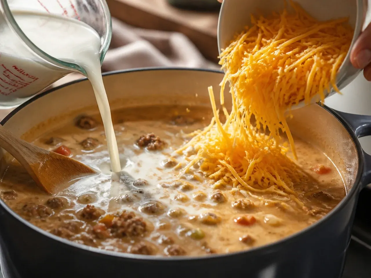 cheeseburger soup recipe step 6
