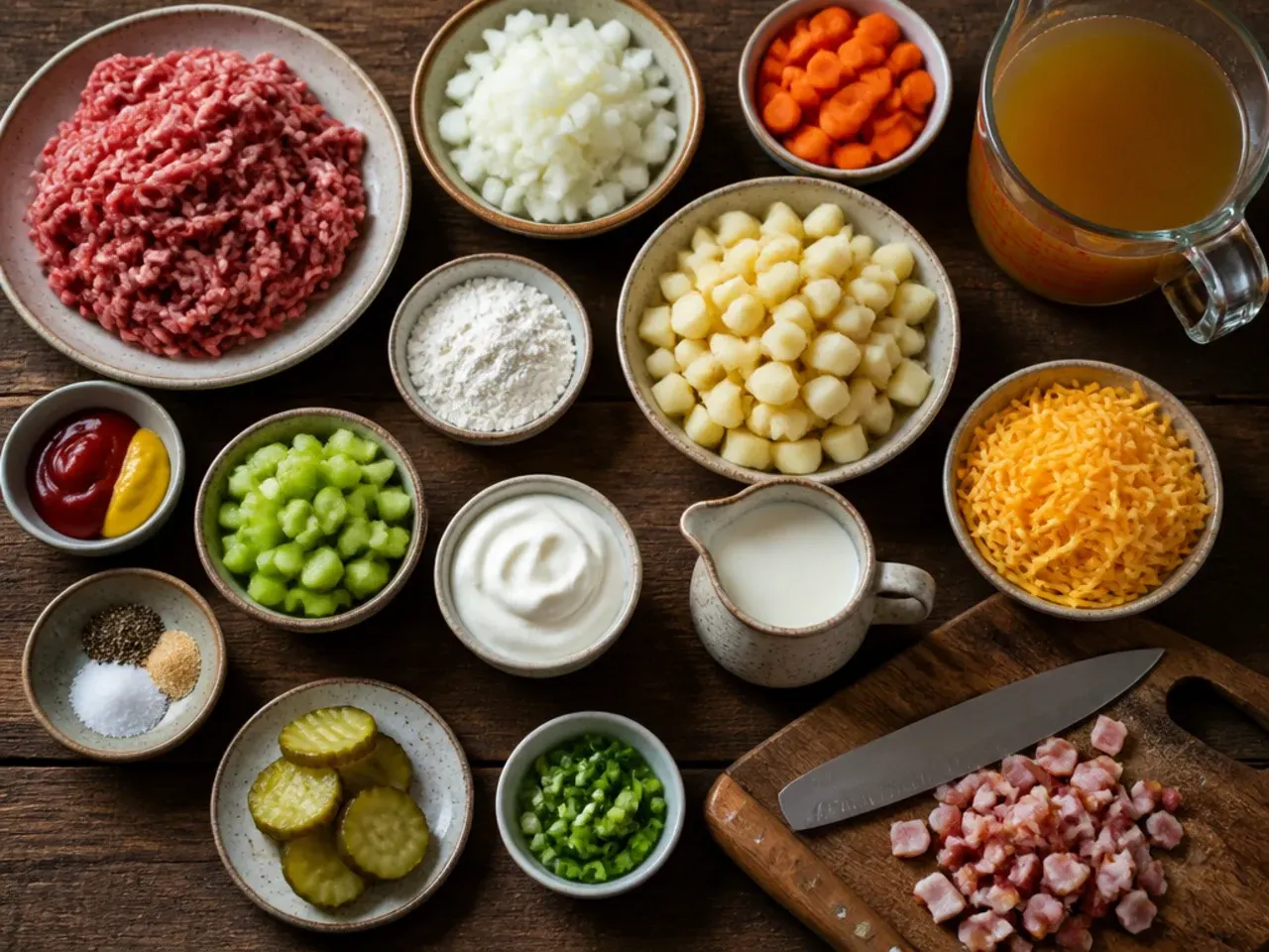 Close-up of hands shredding cheddar cheese for cheeseburger soup