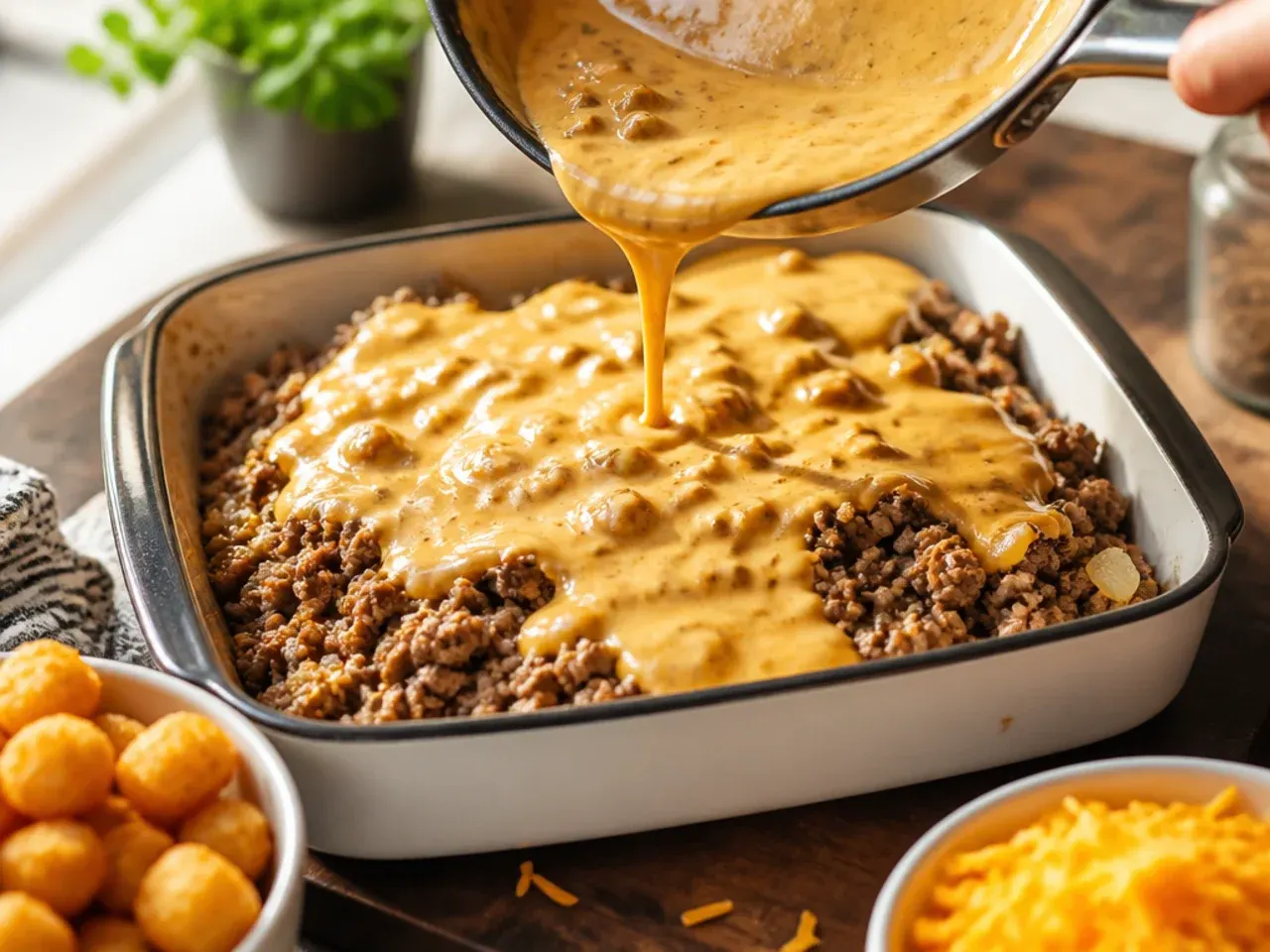 cheeseburger tater tot casserole recipe step 1