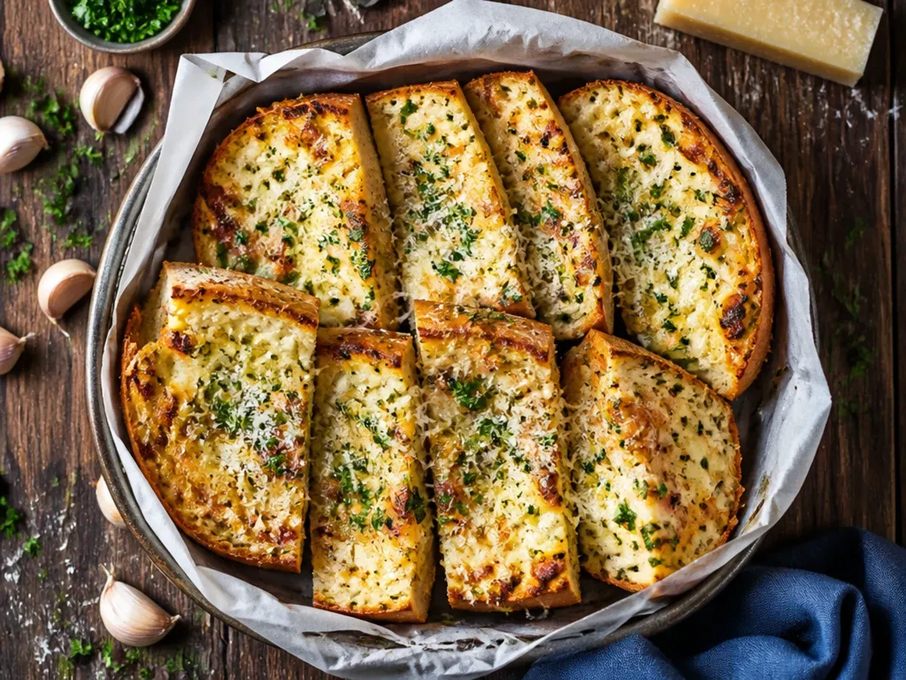 Budget cheesy garlic bread made from a supermarket sliced loaf and grated cheddar