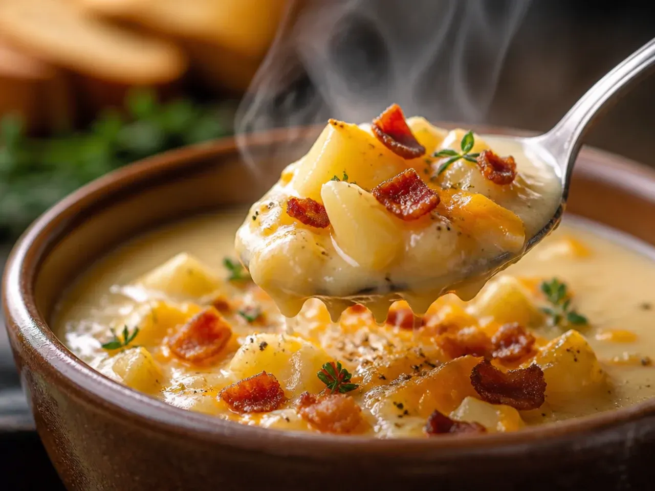 Diced potatoes sitting in a bowl of cold water to stop them discolouring