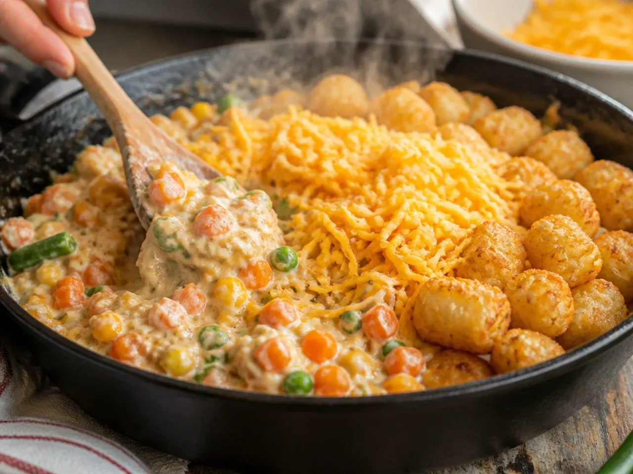 cheesy tater tot casserole recipe step 4