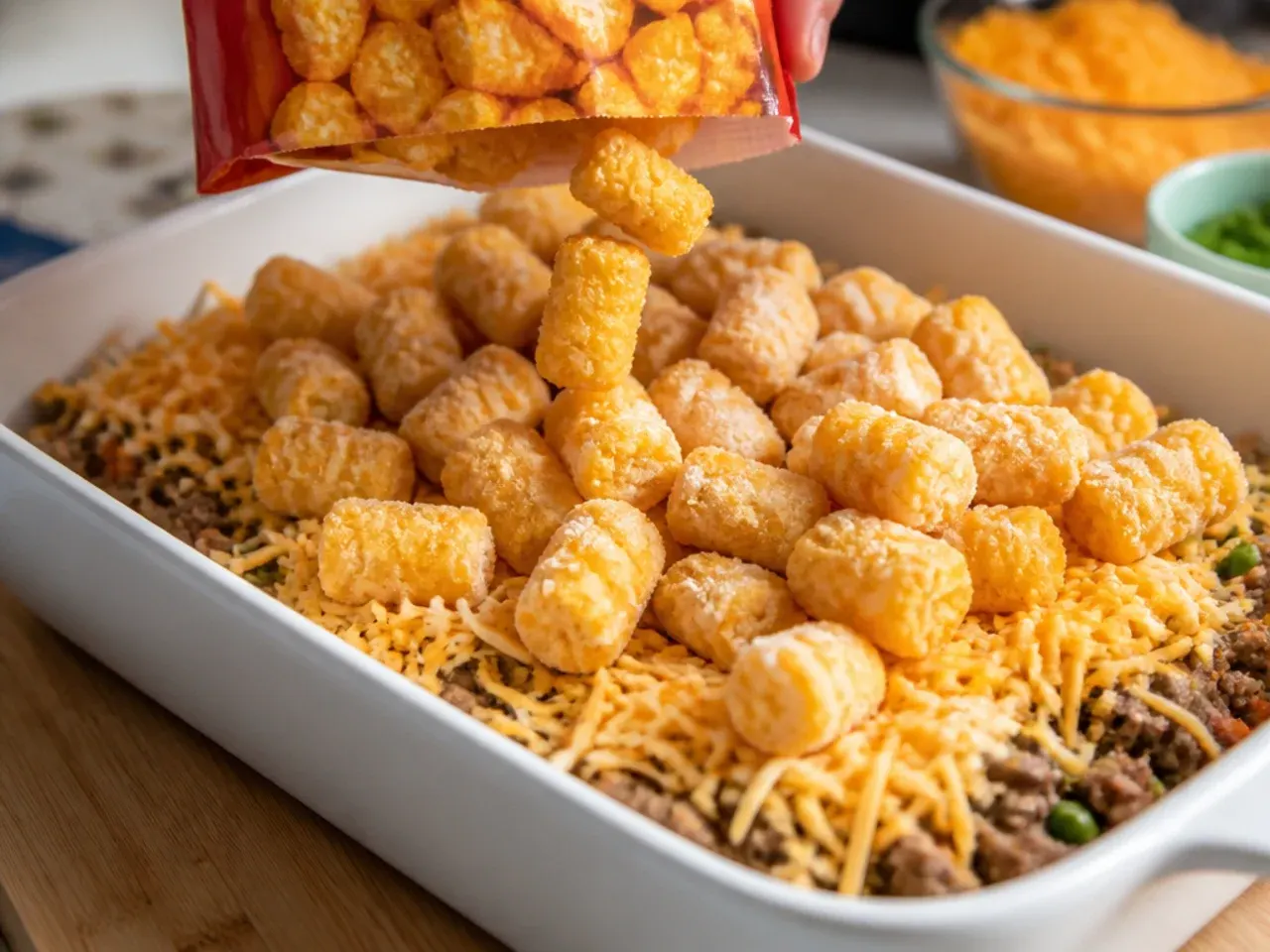 cheesy tater tot casserole recipe step 5