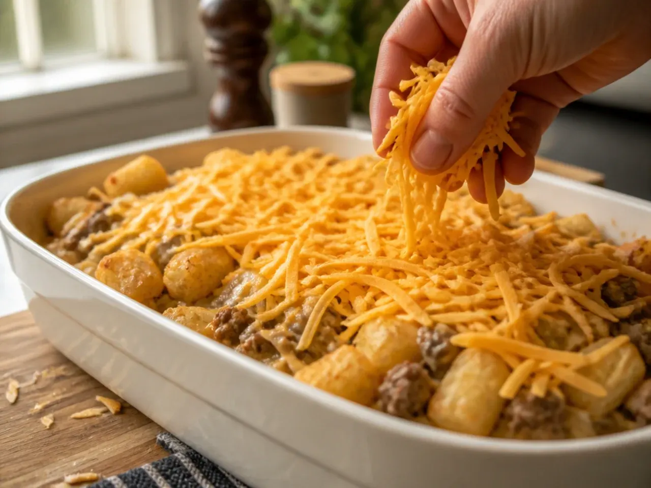 cheesy tater tot casserole recipe step 7