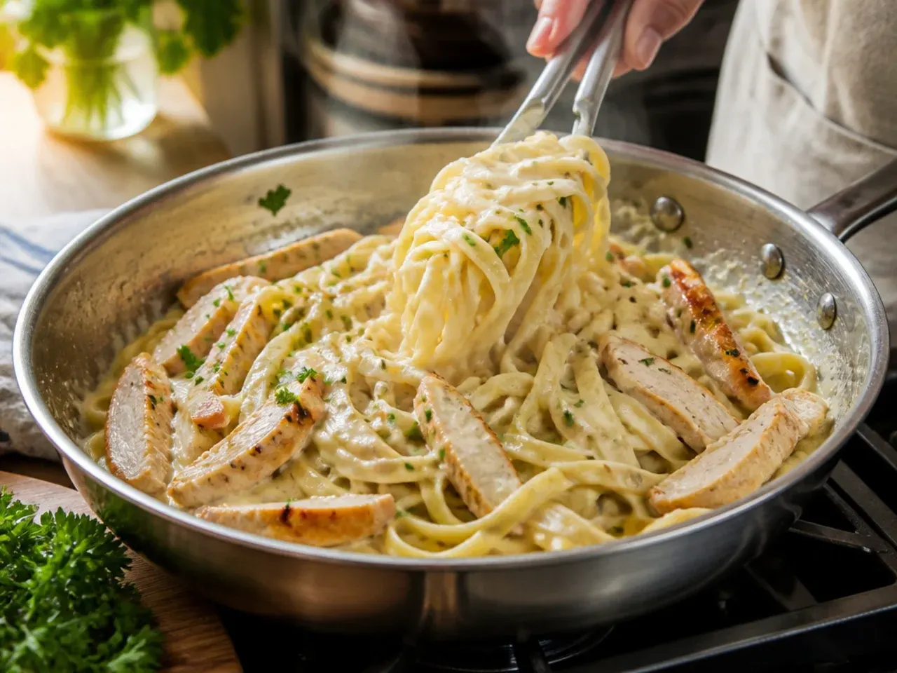 chicken alfredo pasta recipe step 7