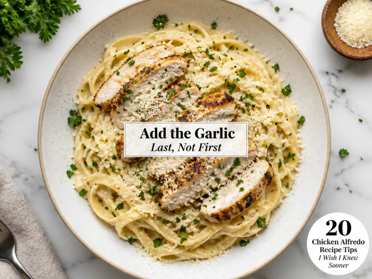 Minced garlic sizzling briefly in melted butter in a skillet