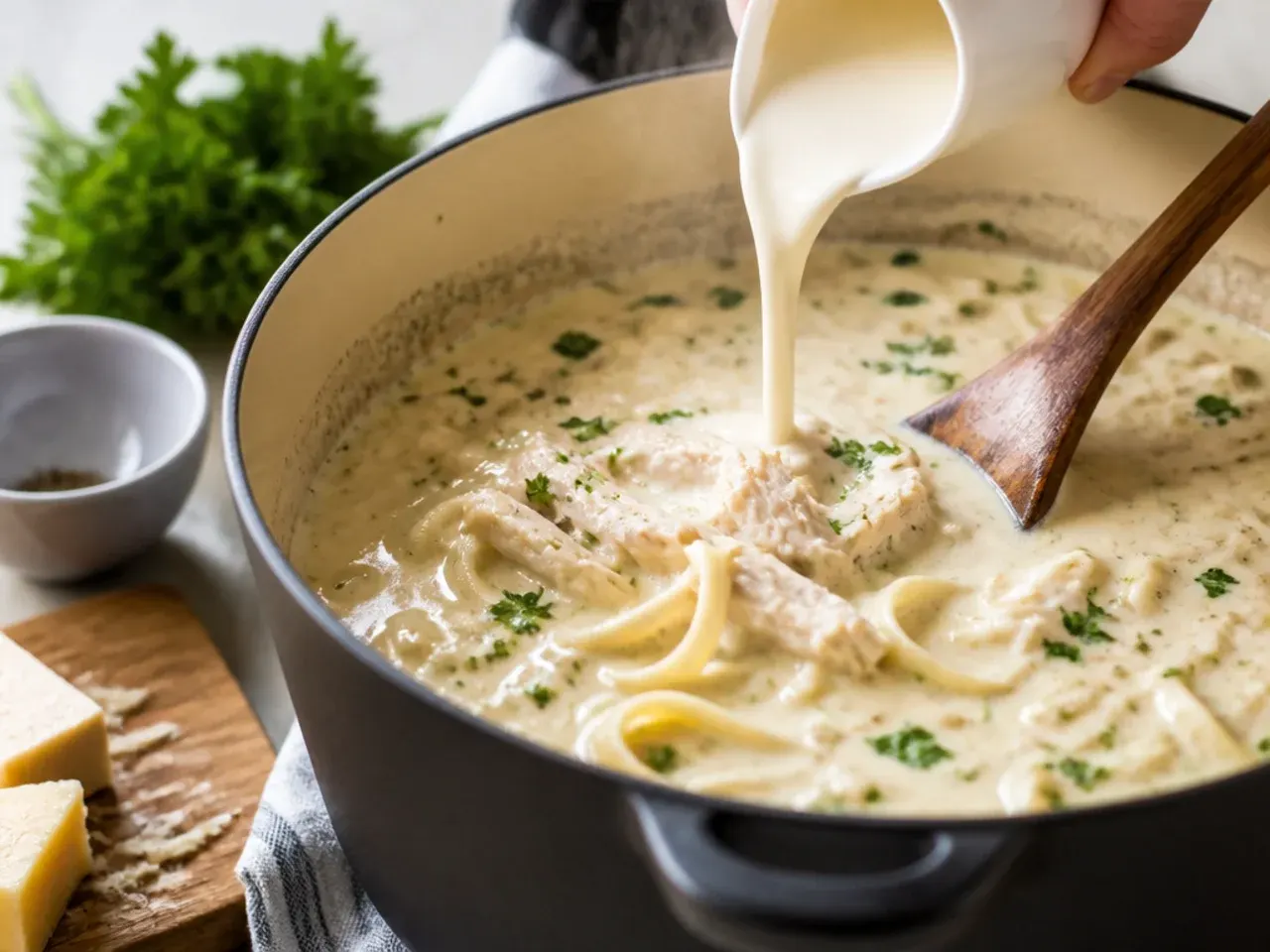 chicken alfredo soup recipe step 5