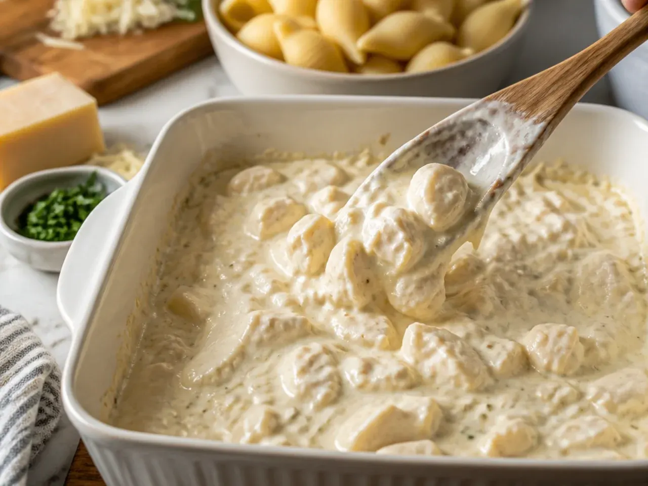 chicken alfredo stuffed shells recipe step 4