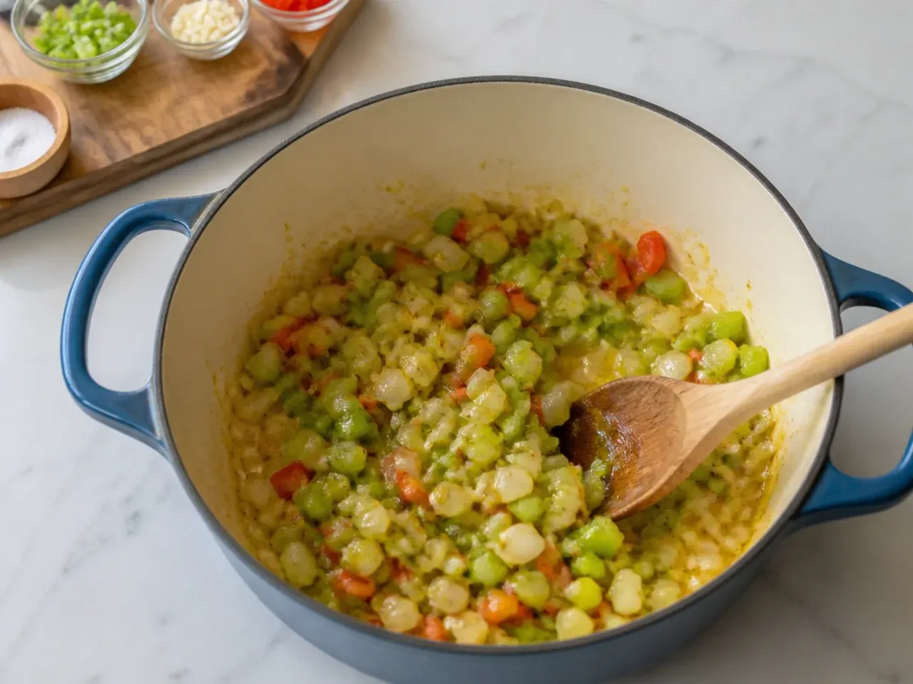 chicken and sausage gumbo — step 3: cook the trinity
