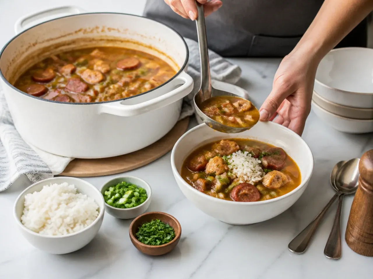 chicken and sausage gumbo — step 7: rest and serve