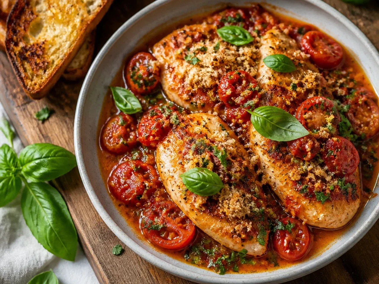 Small pinch of sugar being added to simmering tomato sauce to balance acidity