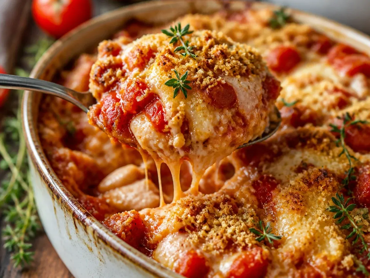 Leftover creamy tomato chicken being reheated gently in a saucepan over low heat