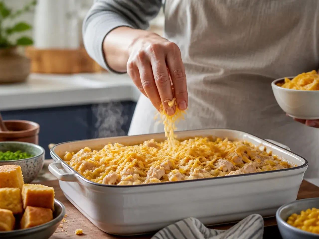 chicken cornbread casserole recipe step 1
