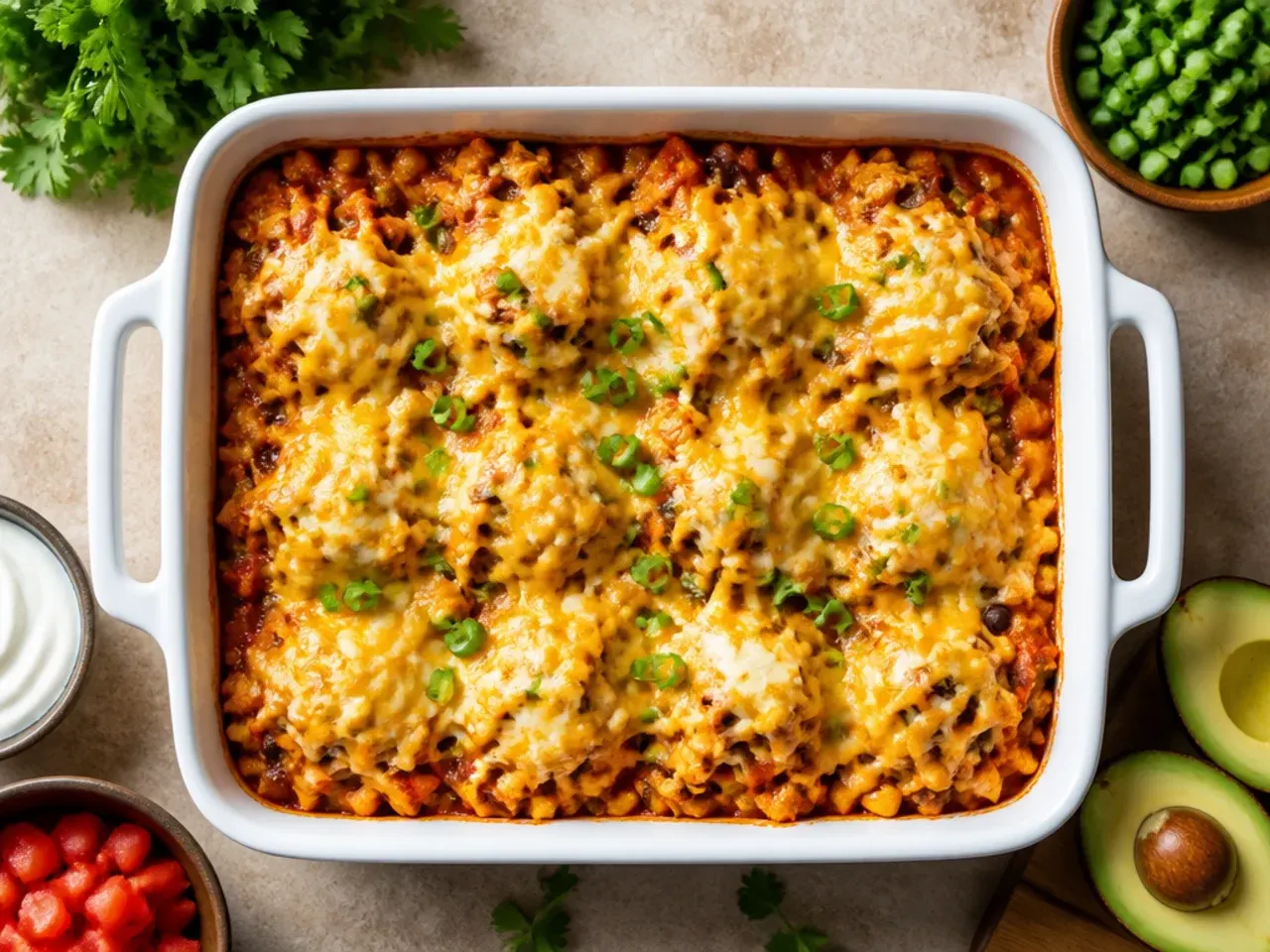Individual mini chicken enchilada casseroles baked in a muffin tin