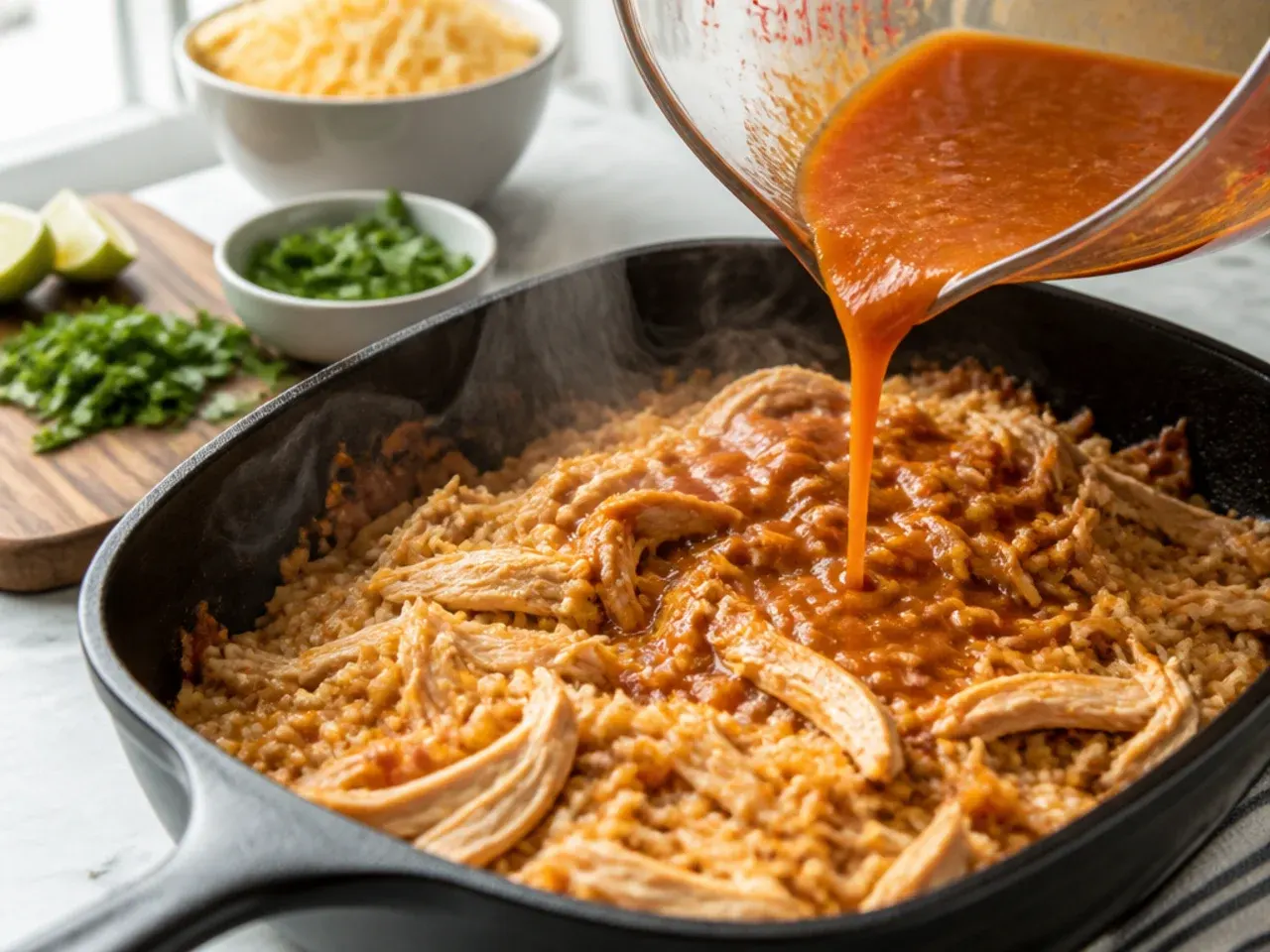 chicken enchilada rice casserole recipe step 1
