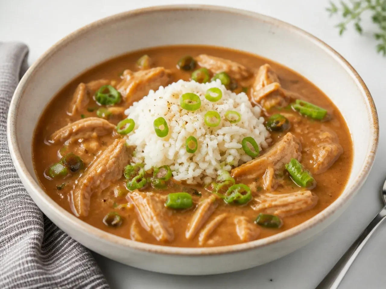 Minimal 5-ingredient chicken gumbo recipe made with pantry staples