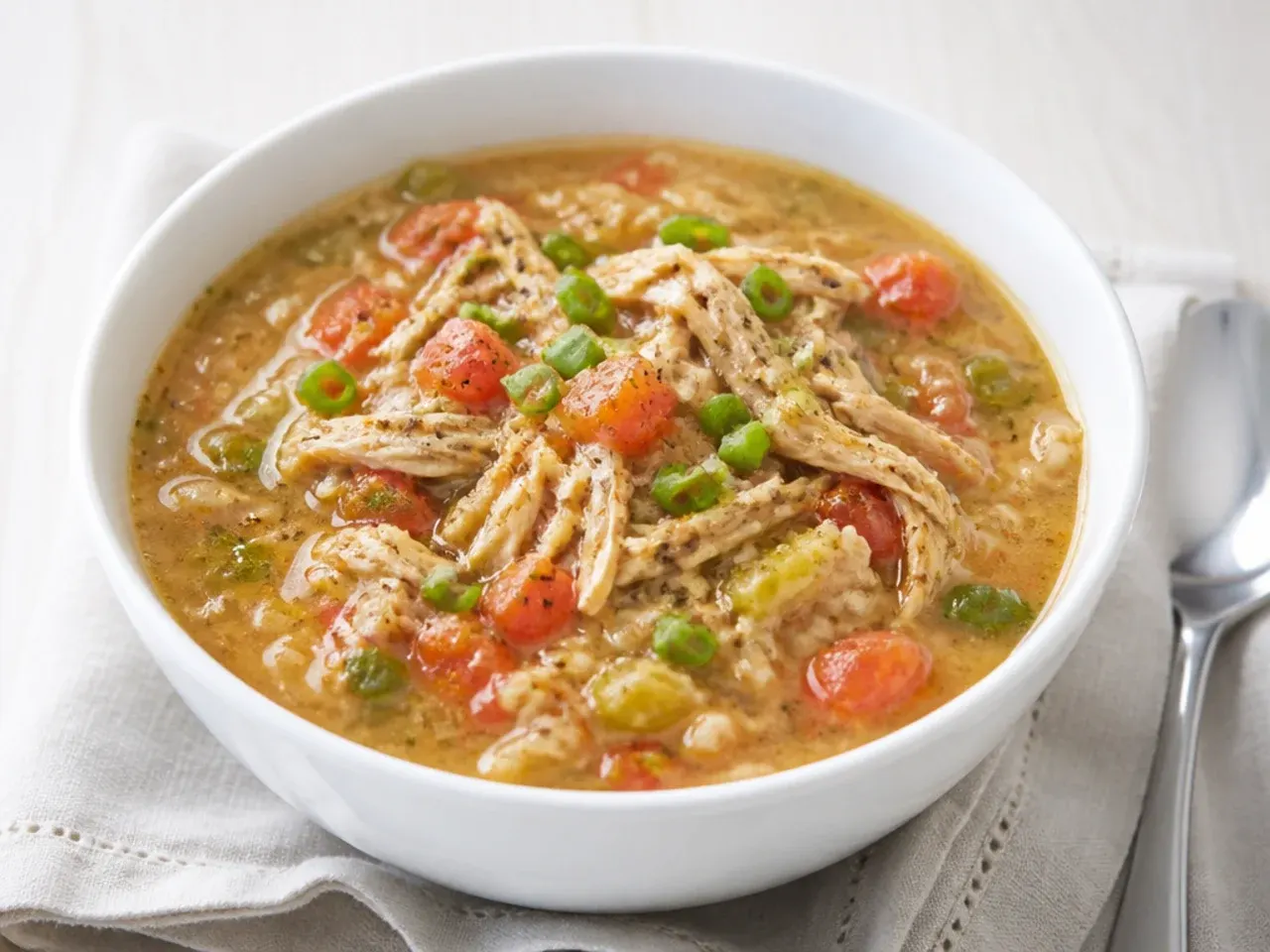 Delicate light Creole chicken gumbo recipe with tomatoes and a pale roux