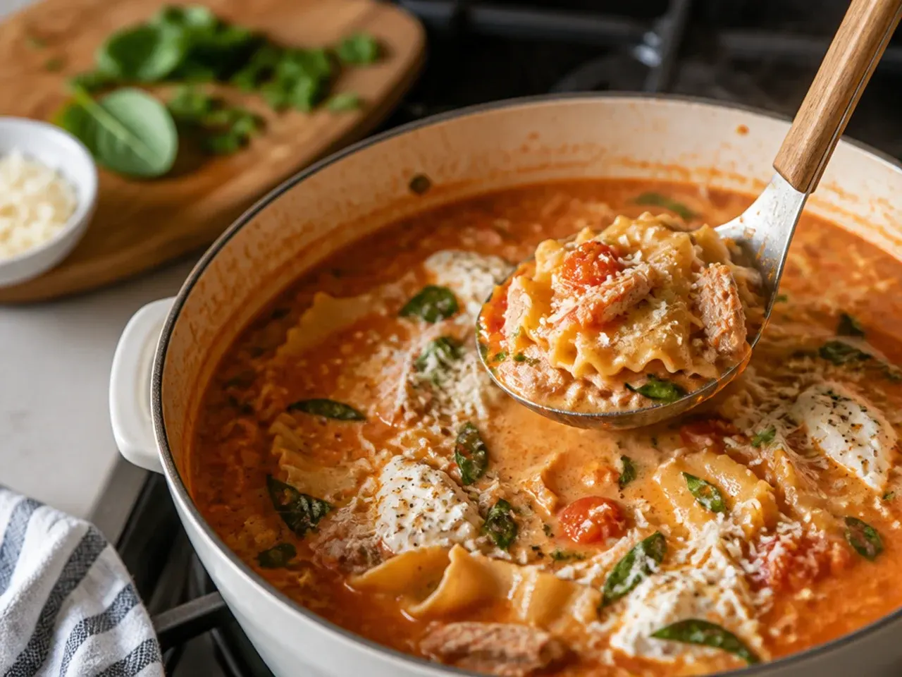 chicken lasagna soup recipe step 7