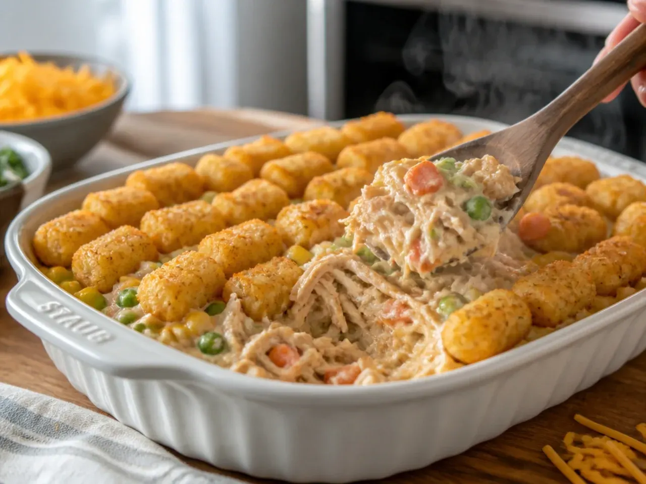 chicken tater tot casserole recipe step 1