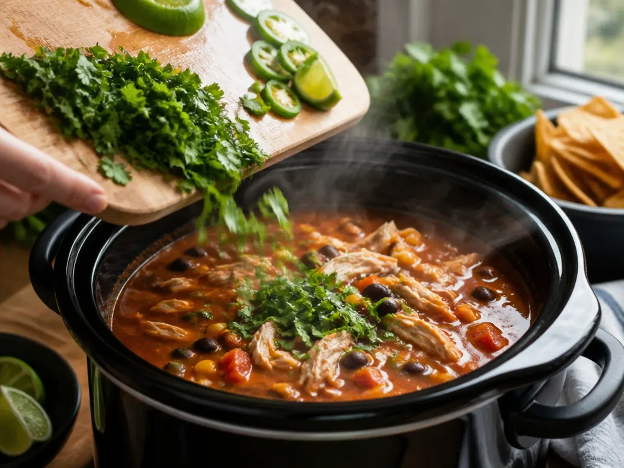 chicken tortilla soup crock pot recipe step 4