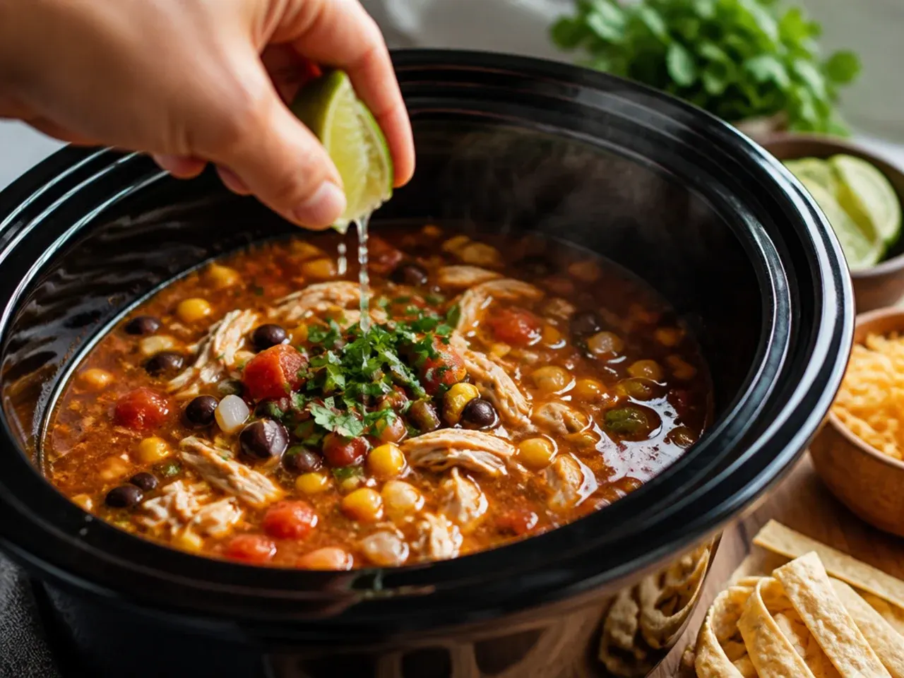 chicken tortilla soup crock pot recipe step 6