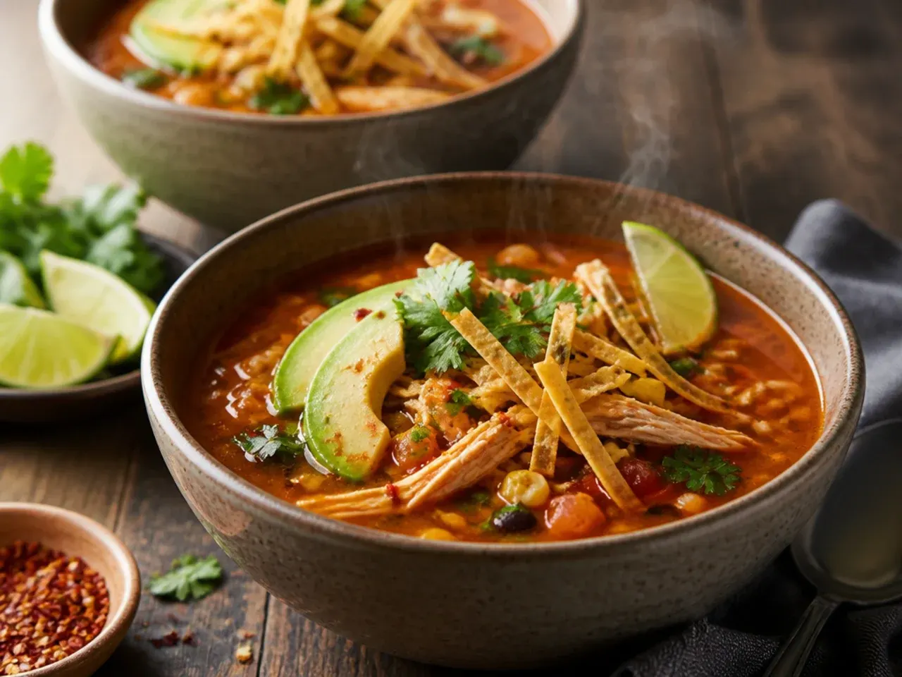 All raw ingredients dumped into an Instant Pot ready for weeknight chicken tortilla soup