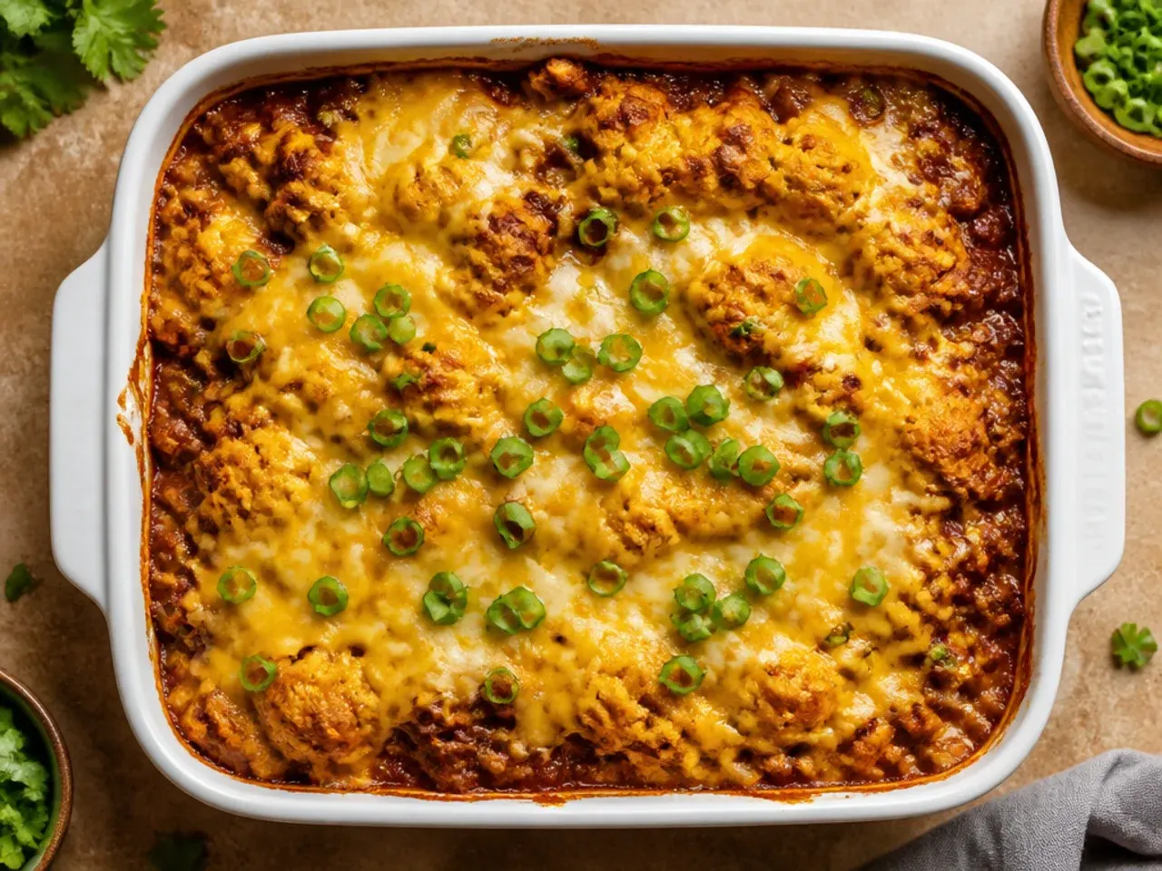 Budget-friendly chili cornbread casserole made with pantry staple ingredients