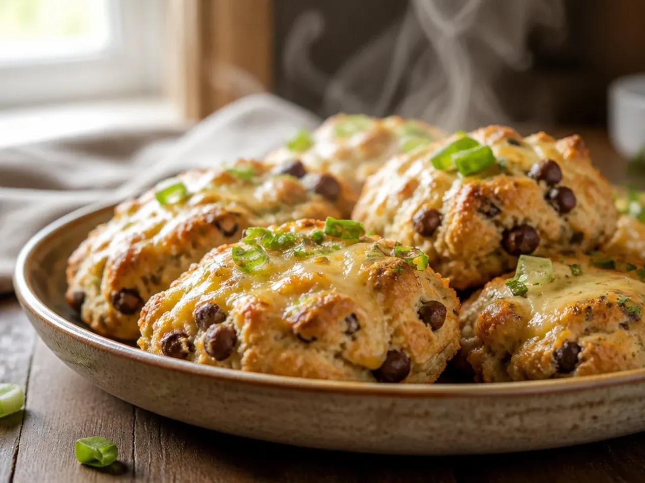 Coconut chocolate chip scones with toasted coconut flakes on top