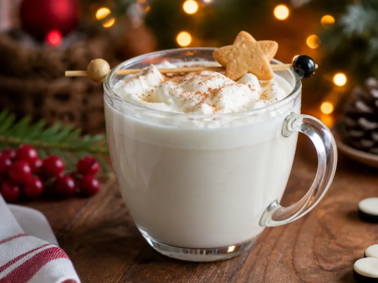 Smooth vanilla bean steamed milk with visible vanilla flecks in a mug