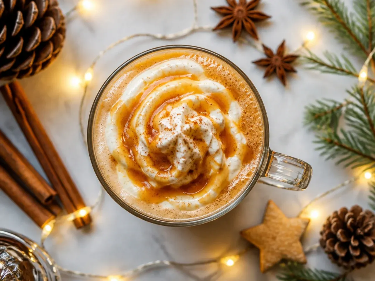 Hot buttered apple cider in a mug with melted butter swirls and a cinnamon stick