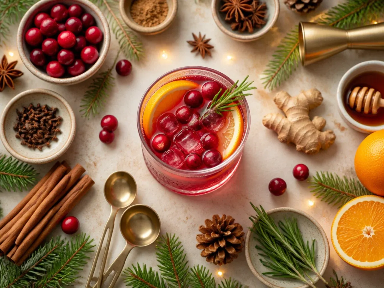 Close-up of hands adjusting spices and sweetener into a pot of warm Christmas drink
