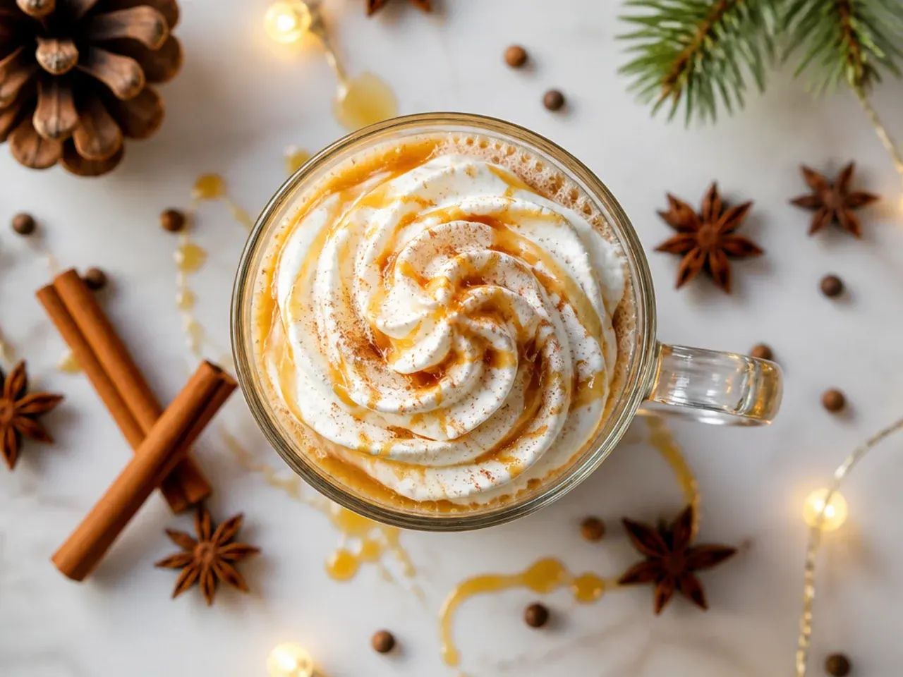 A mug of hot buttered rum mocktail with a pat of butter melting on top and a cinnamon stick
