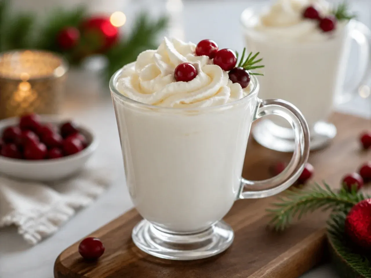 Copycat vanilla steamer in a glass mug with cinnamon sugar dusted on the foam