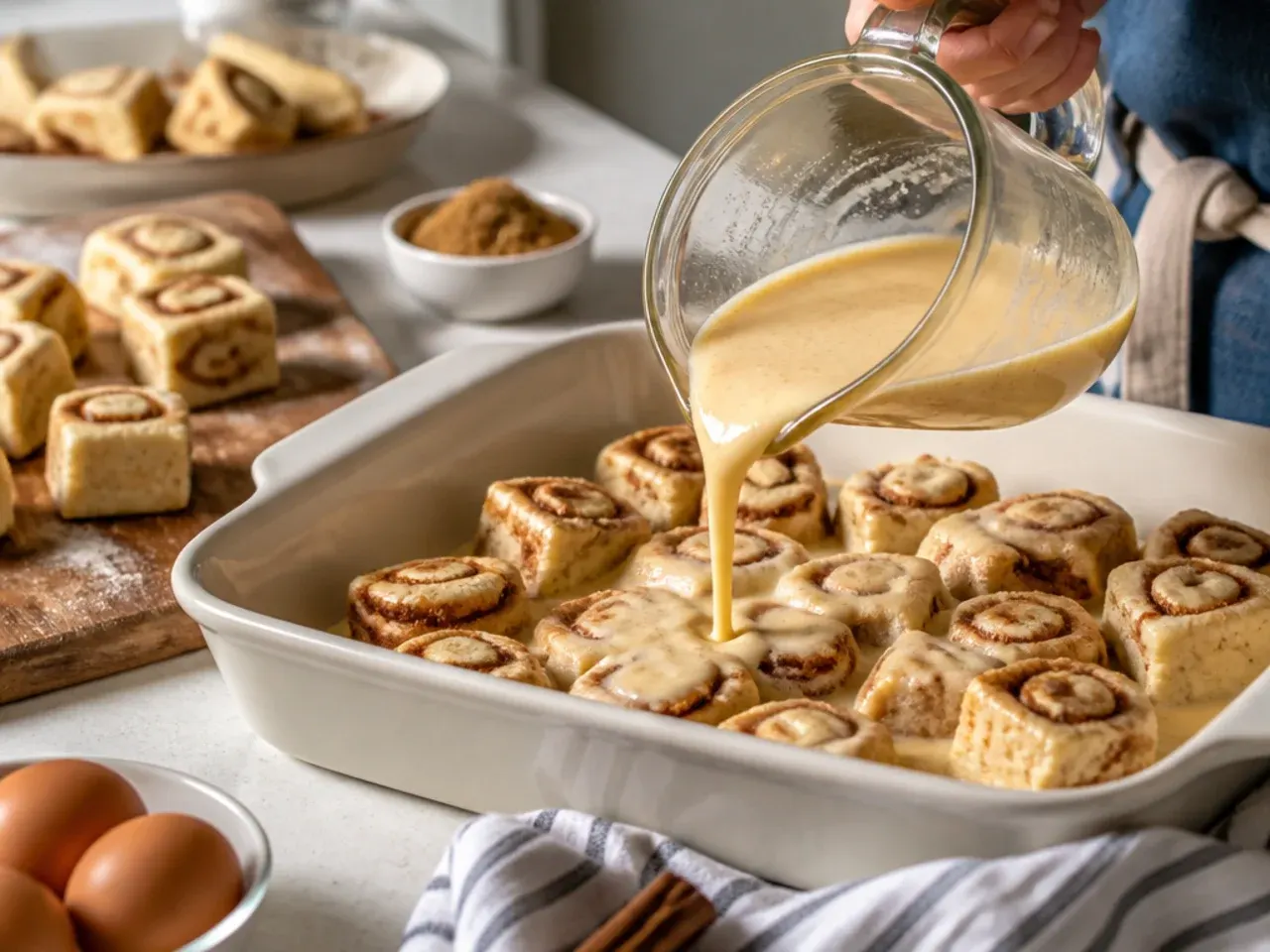 cinnamon roll french toast casserole recipe step 1