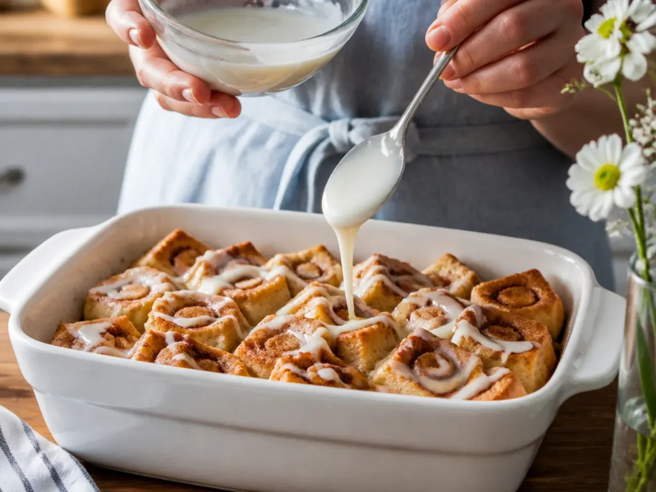 cinnamon roll french toast casserole recipe step 5